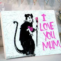 Banksy RAT I Love You Mum Mother's Day Personalised Canvas
