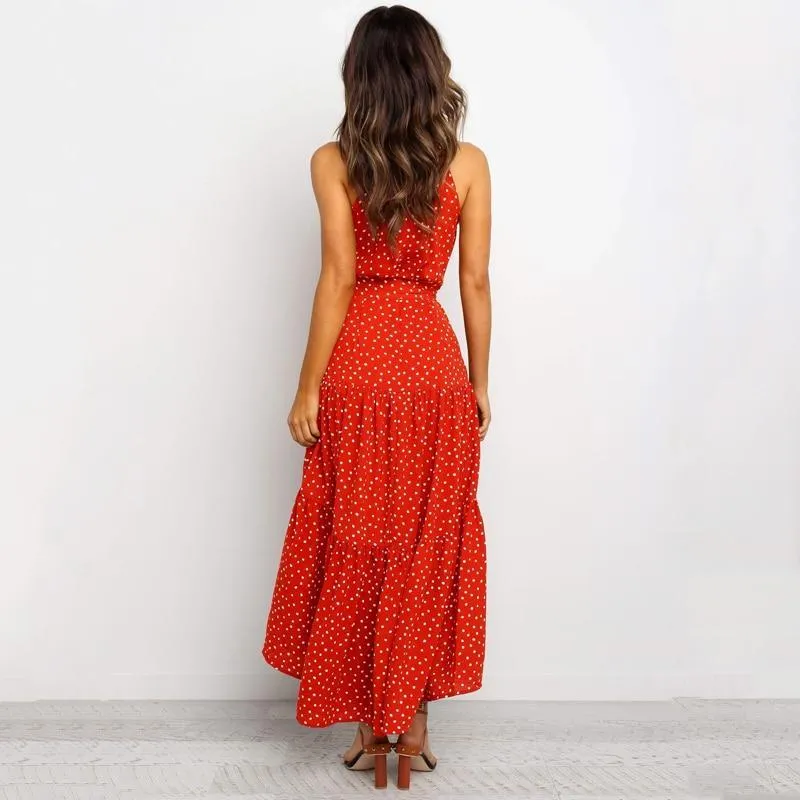 Bohemian Dress - Sleeveless long Polka Dot
