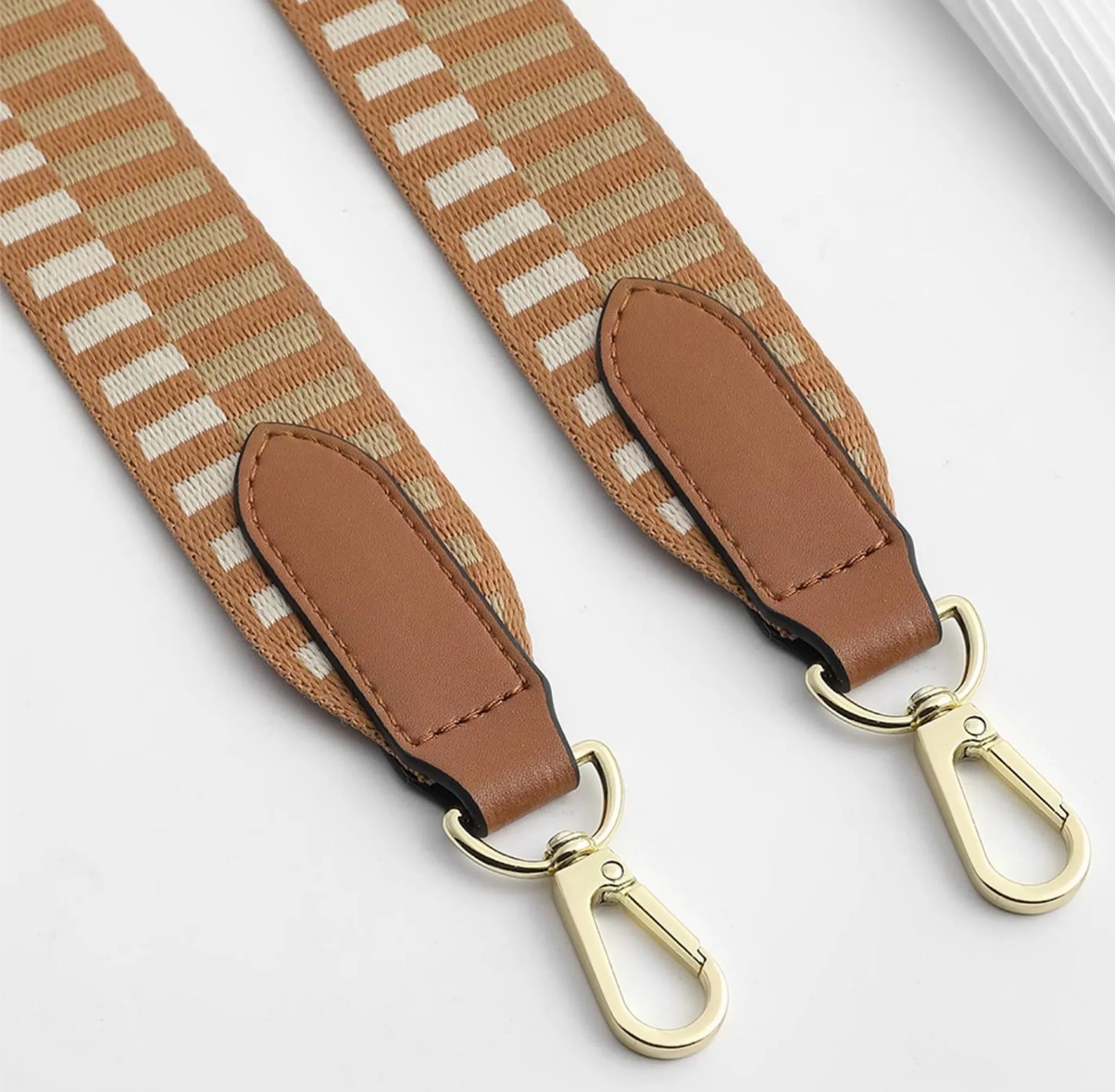 Canvas Shoulder Strap for Kelly & Evelyne Bags – 3.7cm Width, Block Stripe Design, Adjustable Bag Strap