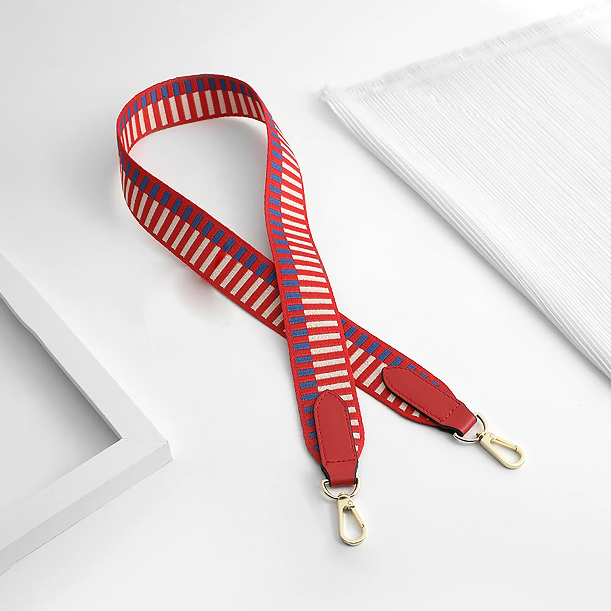 Canvas Shoulder Strap for Kelly & Evelyne Bags – 3.7cm Width, Block Stripe Design, Adjustable Bag Strap