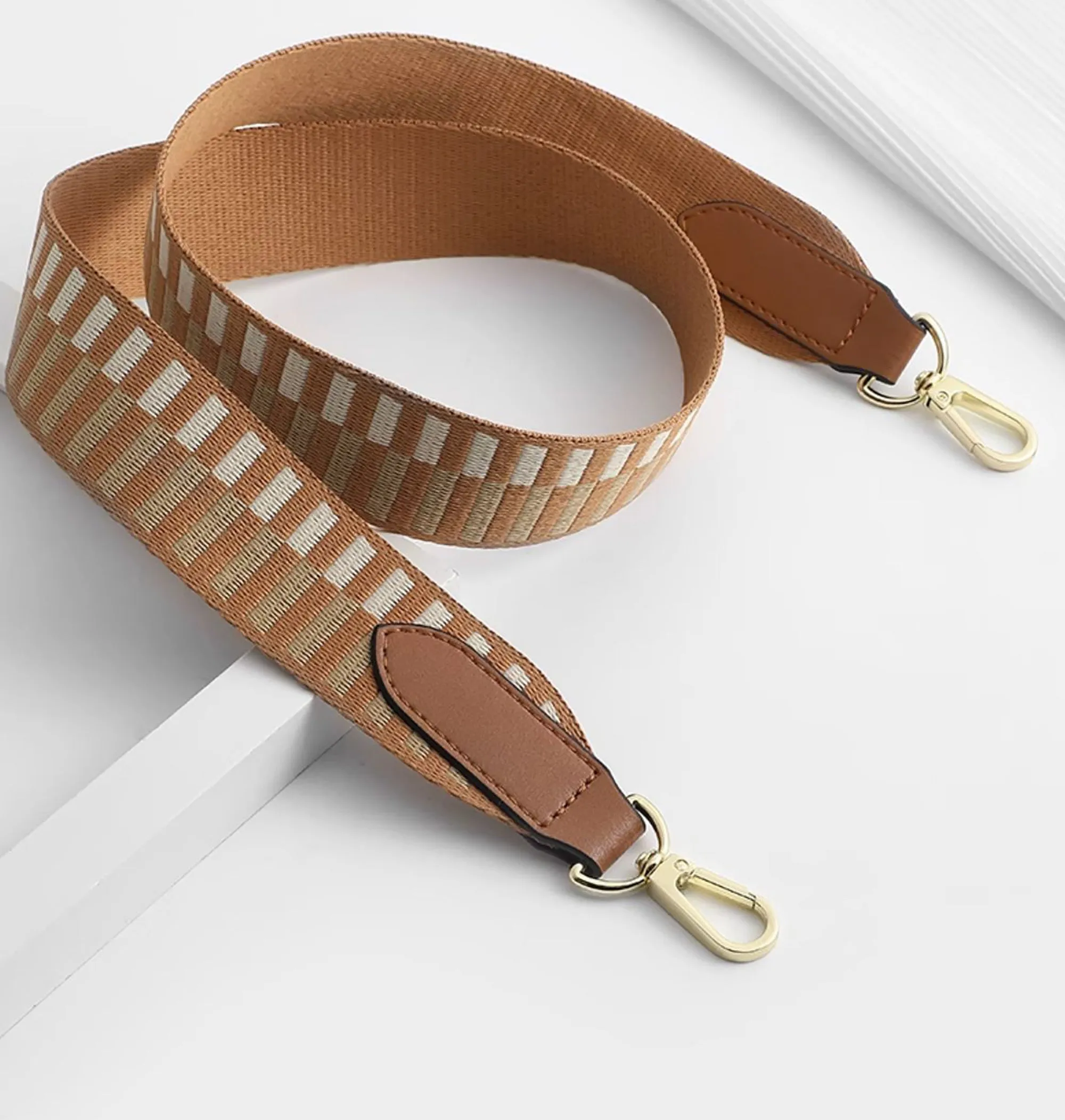 Canvas Shoulder Strap for Kelly & Evelyne Bags – 3.7cm Width, Block Stripe Design, Adjustable Bag Strap