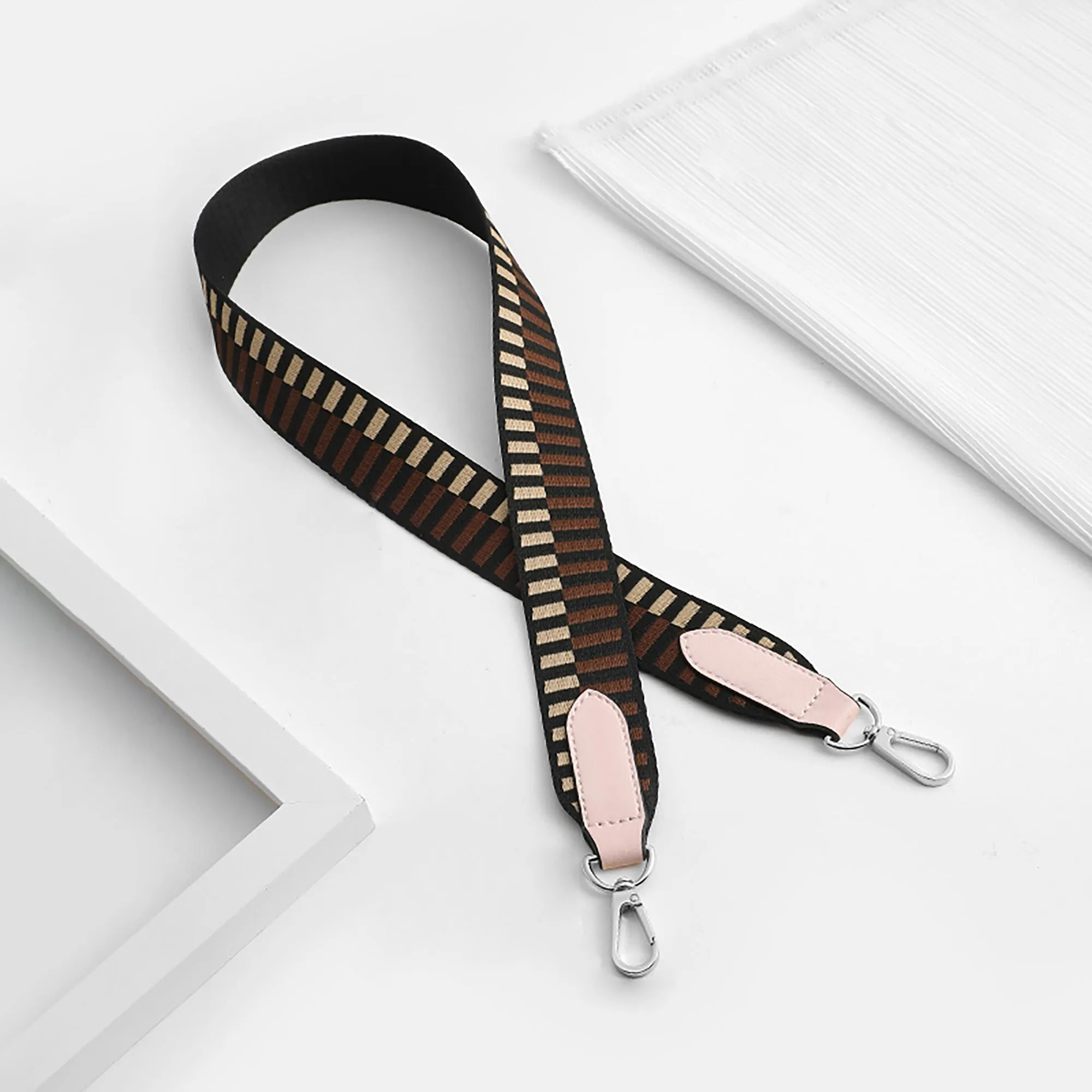 Canvas Shoulder Strap for Kelly & Evelyne Bags – 3.7cm Width, Block Stripe Design, Adjustable Bag Strap
