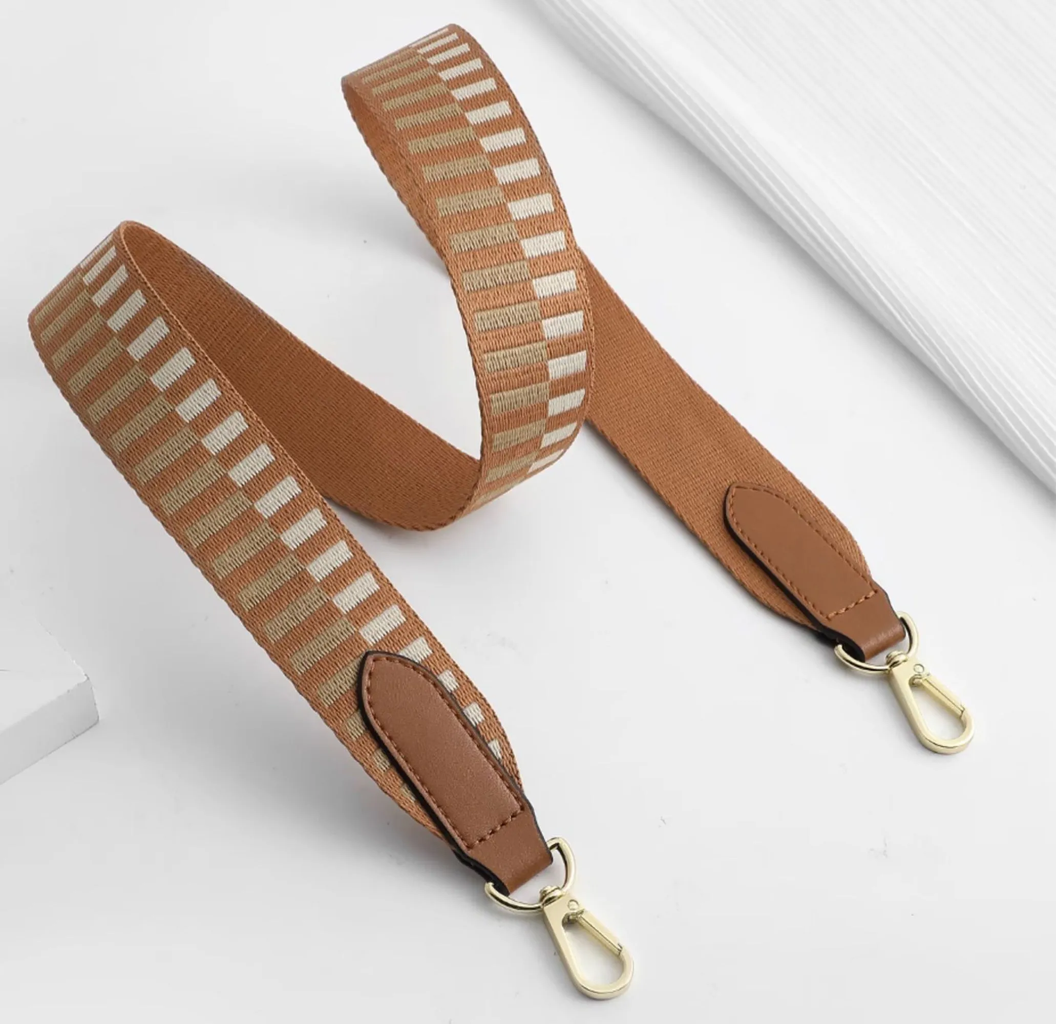 Canvas Shoulder Strap for Kelly & Evelyne Bags – 3.7cm Width, Block Stripe Design, Adjustable Bag Strap