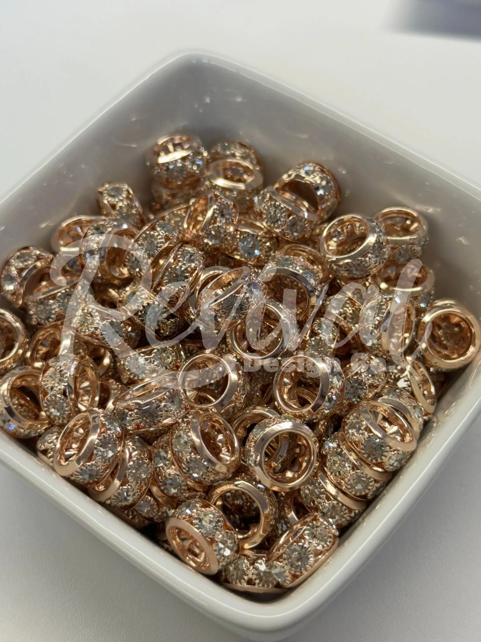 Chunky Rhinestone Spacer - Rose Gold