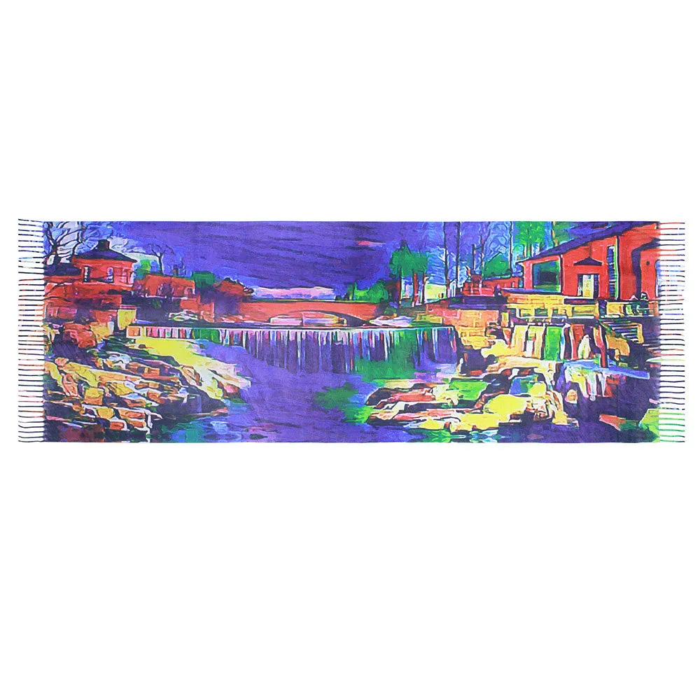 COLORFUL HOUSES PAINTING PRINTED SCARF
