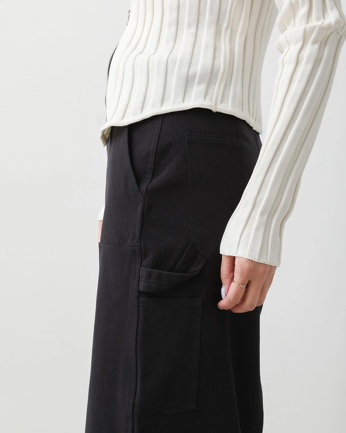 COTTON CHINO CLOTH DOUBLE KNEE SKIRT