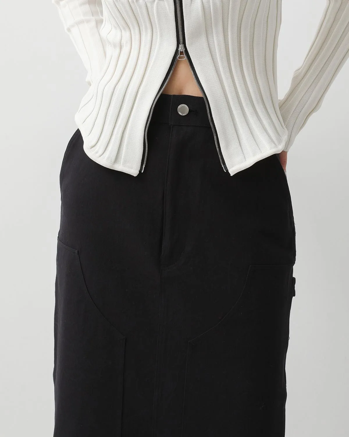 COTTON CHINO CLOTH DOUBLE KNEE SKIRT