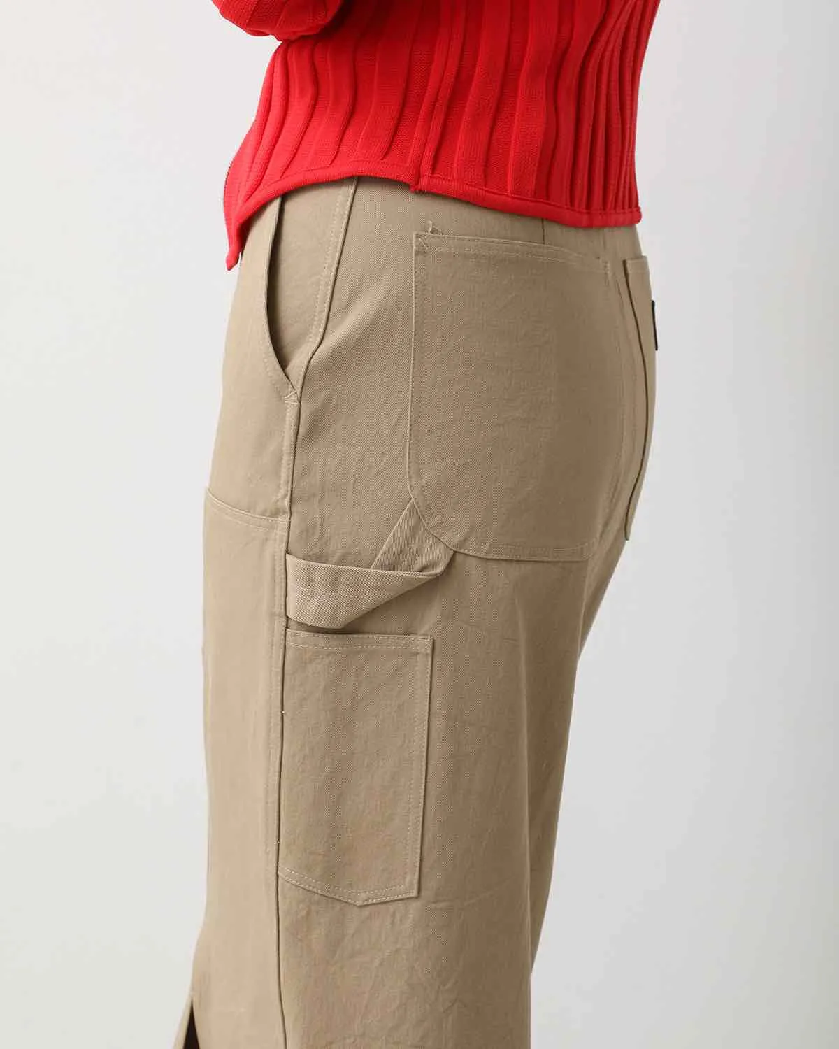 COTTON CHINO CLOTH DOUBLE KNEE SKIRT