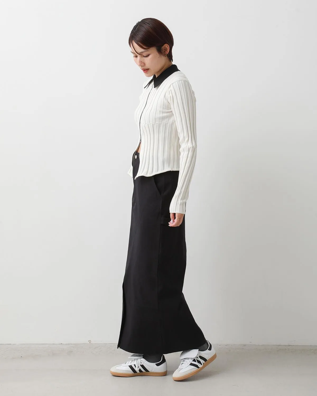 COTTON CHINO CLOTH DOUBLE KNEE SKIRT