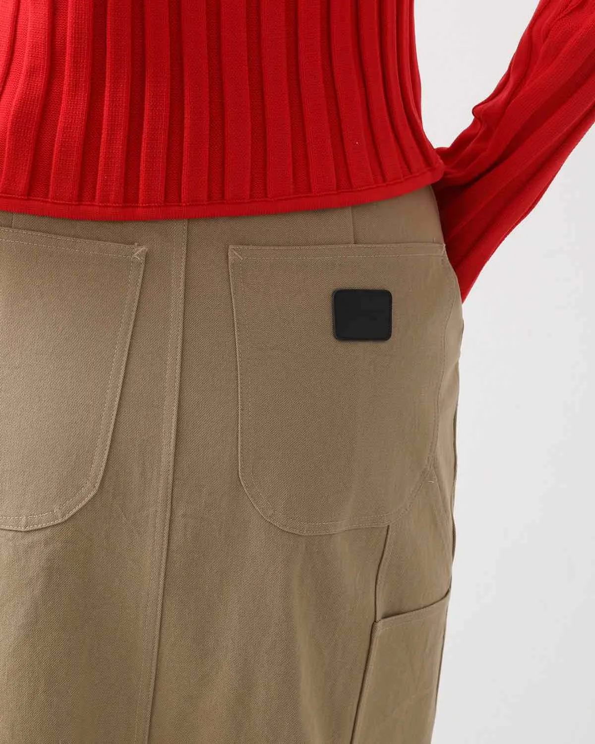 COTTON CHINO CLOTH DOUBLE KNEE SKIRT