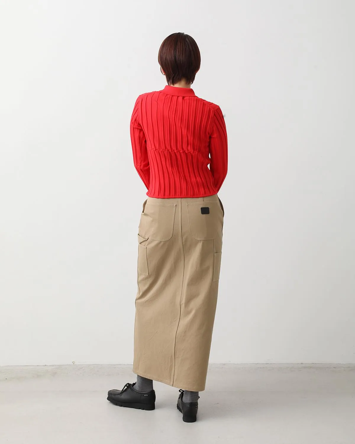 COTTON CHINO CLOTH DOUBLE KNEE SKIRT