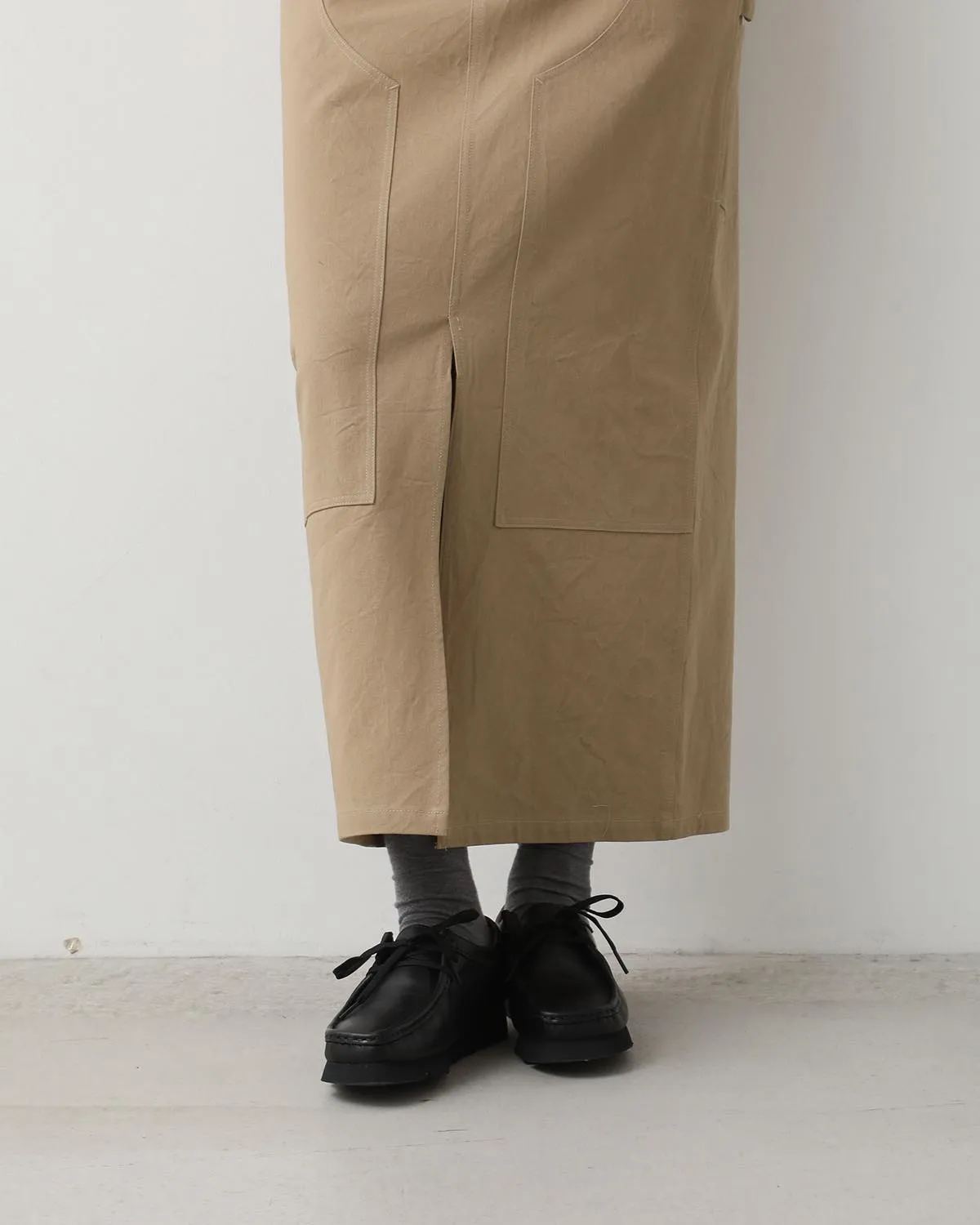 COTTON CHINO CLOTH DOUBLE KNEE SKIRT