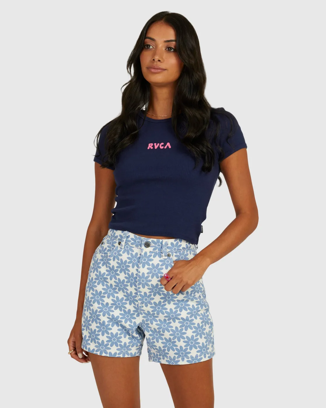 Daisy Coco Canvas Shorts - Ash Blue