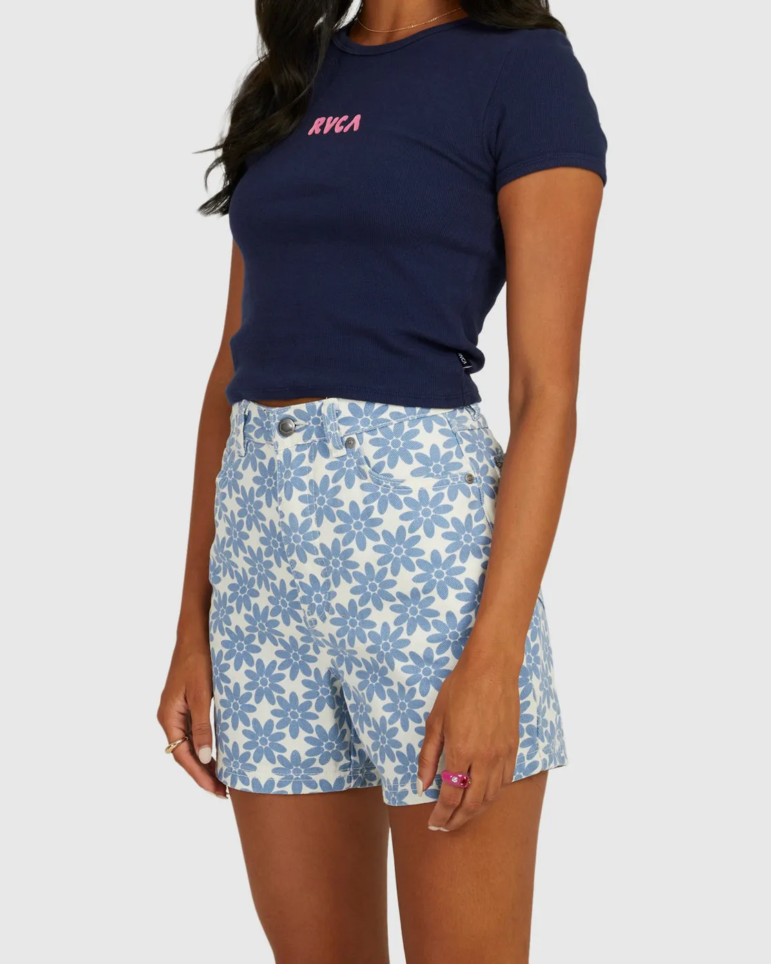 Daisy Coco Canvas Shorts - Ash Blue