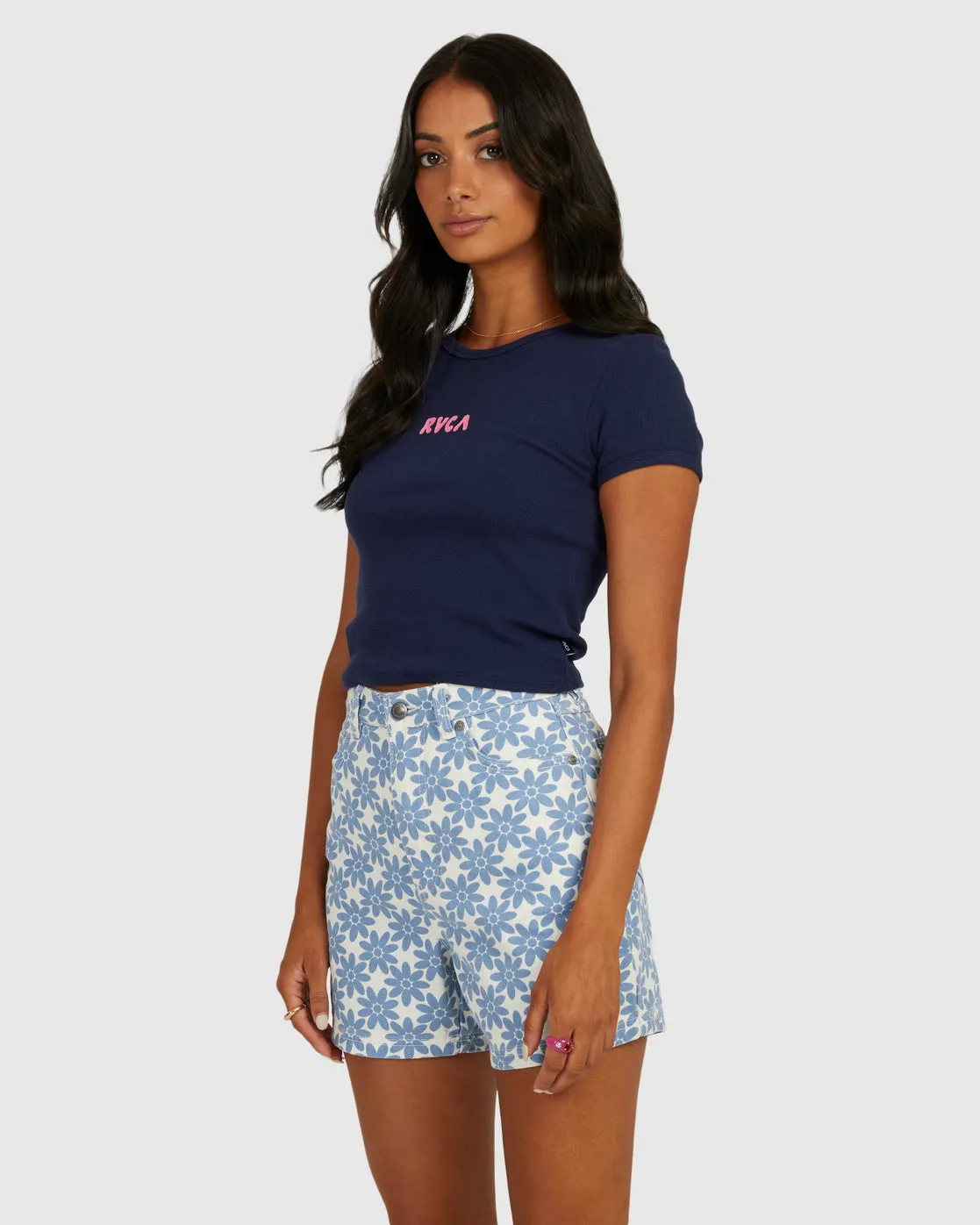 Daisy Coco Canvas Shorts - Ash Blue