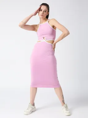 Disrupt Spaghetti neck strappy slim fit lavender cut-out midi dress