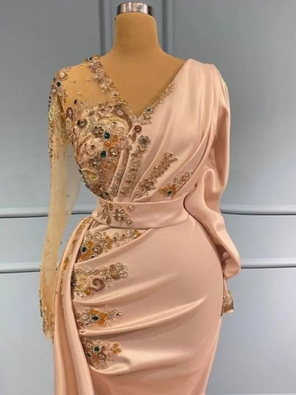 Evening Dresses With Sleeves shinny Prom dresses
