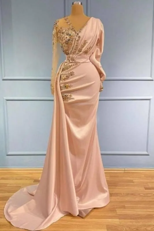 Evening Dresses With Sleeves shinny Prom dresses