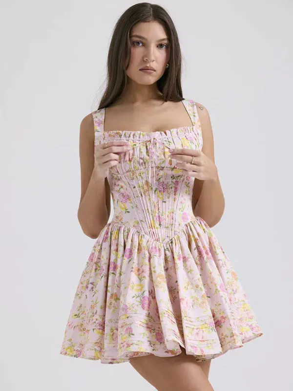 Garden Party Women's Floral Cami Mini Dress with Drop Waist