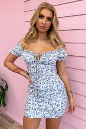 Maisie Dress - White/Green/Blue