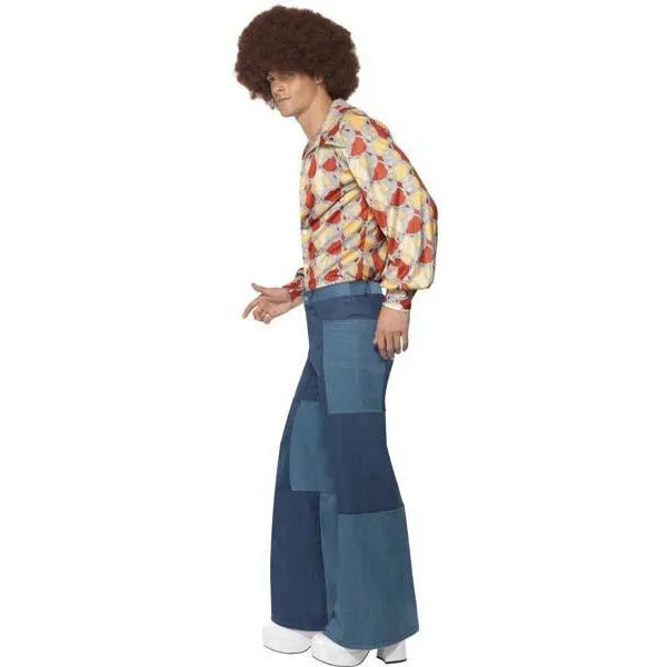 Men's Patchwork Bell Bottom Jeans