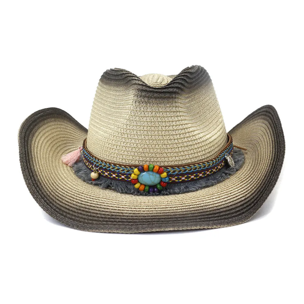 Straw Cowboy Hats Spring and Summer Men's and Women's Outdoor Straw Cowboy Hat